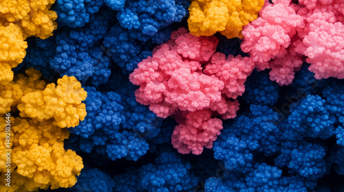 Vibrant and Colorful Foam Textures in Shades of Blue, Pink, Yellow and Orange for Background Design