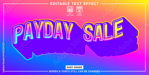 Editable graphic text effect payday sale styles