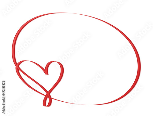 One line frame with red heart.