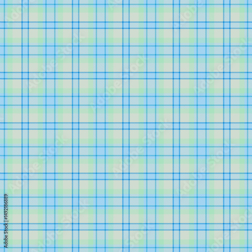 Scotland tartan fabric background, loft pattern textile seamless. Worldwide check texture vector plaid in cyan and white colors.