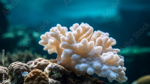 Vibrant Close-Up of Coral Reef with Soft Coral and Underwater Atmosphere in Natural Environment