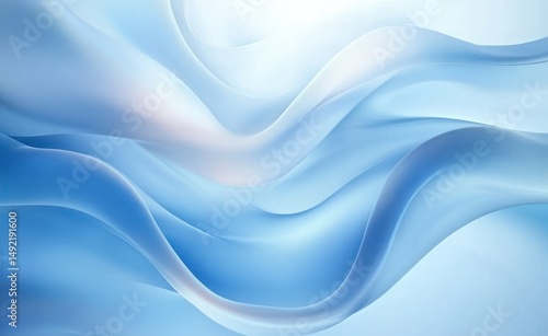 Smooth flowing blue and white abstract waves creating a serene and calming atmosphere with gentle gradients and soft curves