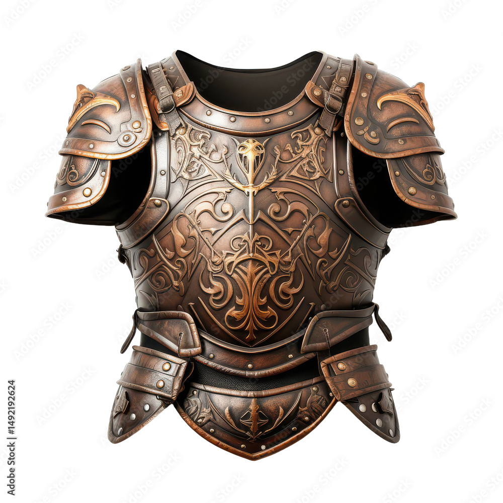 Ornate medieval armor isolated on transparent background, png Ornate medieval armor isolated on transparent background, png