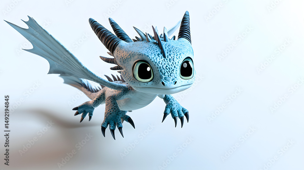 Fototapeta premium Playful Blue Dragon Hatchling with Tiny Wings Sharp Cl 2da55a34 F2cf 4ede 9de1 0f25d55a0cb1 1