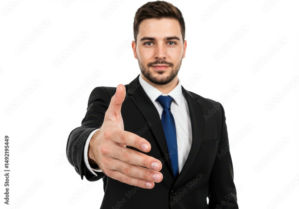Friendly Businessman Offering Handshake in Studio Friendly Businessman Offering Handshake in Studio
