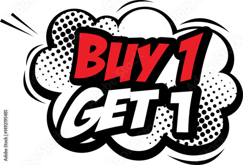 Buy 1 Get 1 Offer Comic Style