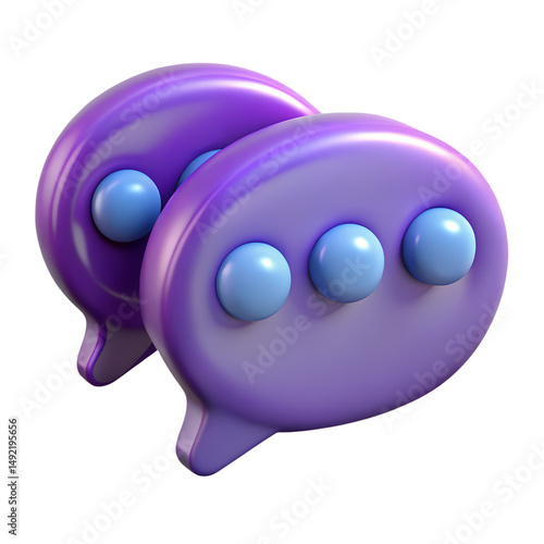 3D Purple Chat Bubbles Icon for Messaging Apps
