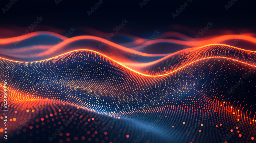 Obraz premium Abstract digital landscape of glowing particles (27)