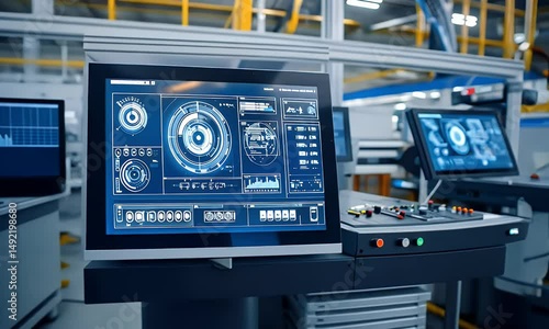 Factory Control Panel Displays Data