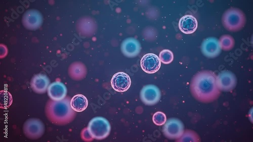 Wallpaper Mural Floating Spheres with Cellular Structure in Blue and Pink Abstract Torontodigital.ca