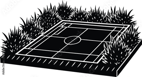 Flat sports field silhouette with grassy ground and clear horizon. Minimal outdoor landscape perfect for sports, nature, training, and recreation themes. Vector background illustration
