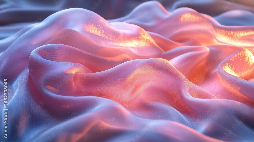 Obraz premium Abstract silk waves shimmering with soft light and delicate folds creating an elegant background