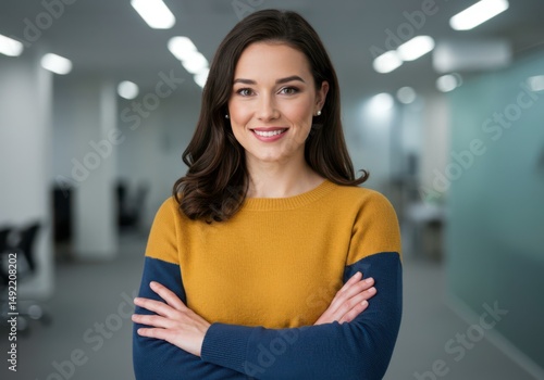 Confident Young Businesswoman Smiling in Modern Office Free Download Confident Young Businesswoman Smiling in Modern Office - GFXLoad