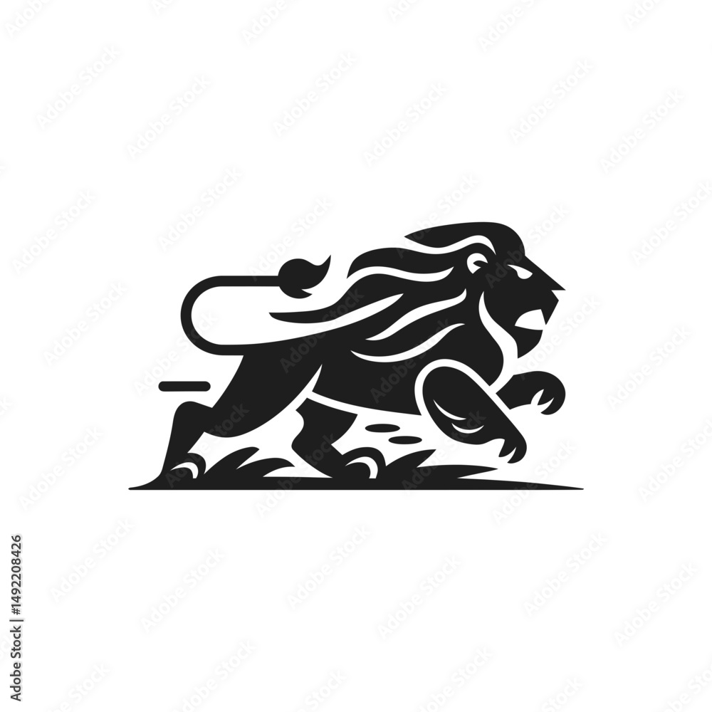 Fototapeta premium Running Lion Power Icon