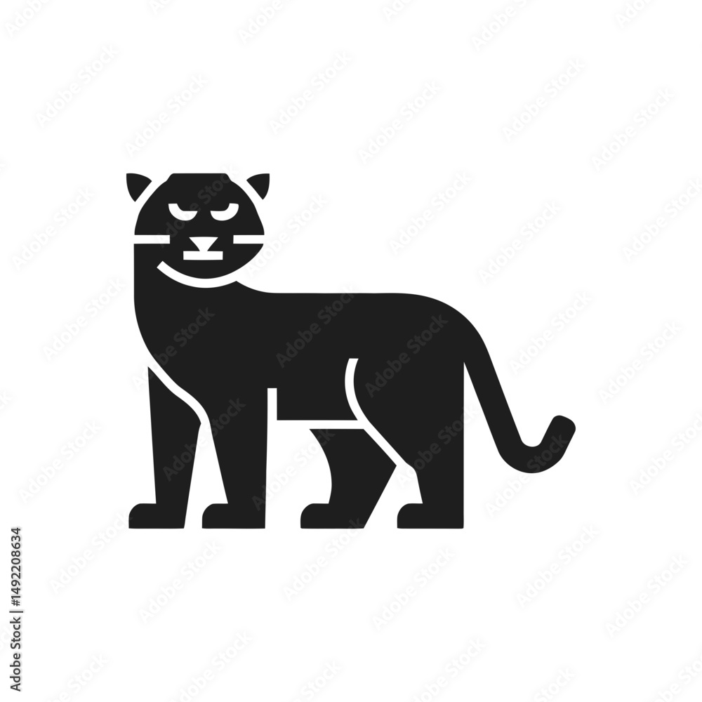 Obraz premium Standing Panther Feline Icon
