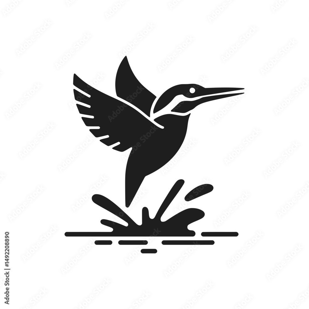 Fototapeta premium Hummingbird Hovering Over Water Icon