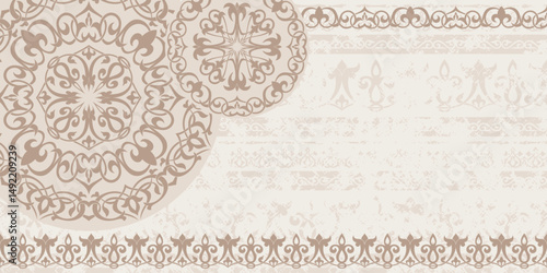 Ethnic background on the theme of Uzbek national ornament, Islamic pattern, frame, vector design