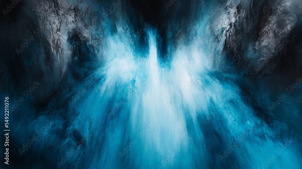 Fototapeta premium Abstract Celestial Waterfall: A Symphony in Blue