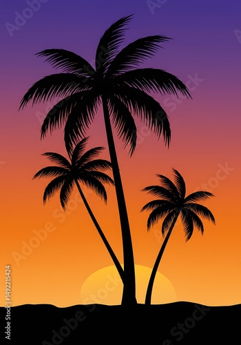 Sunset Silhouette Serenade AI Generated
