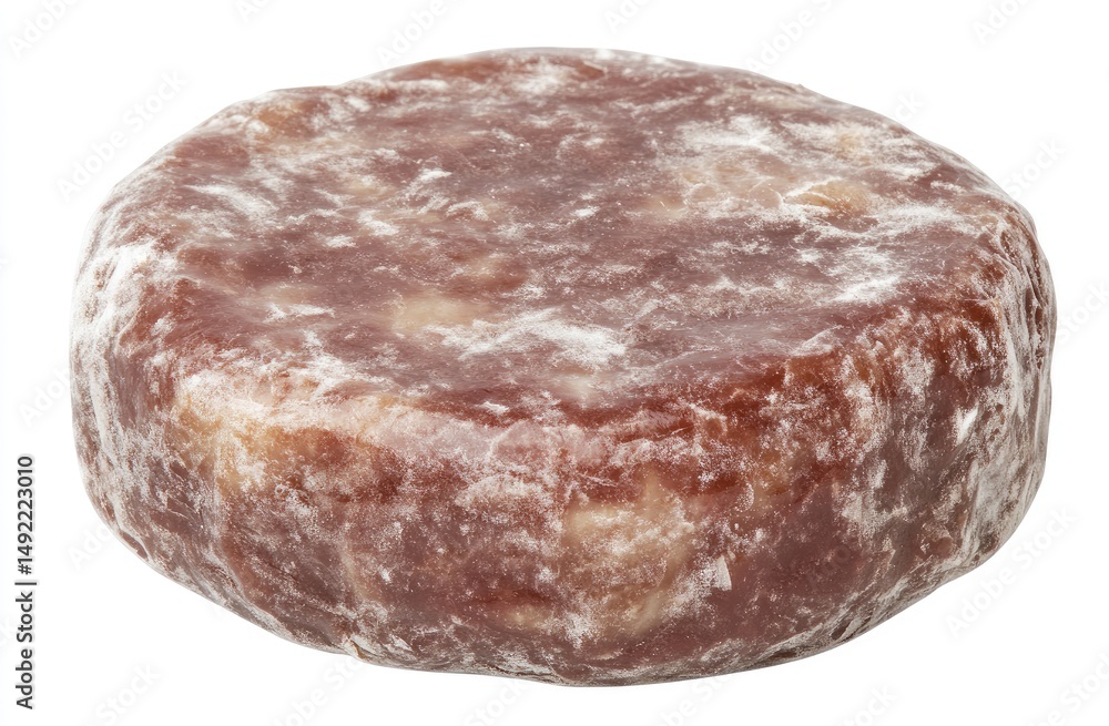 Round, frosted, dark-red confection Round, frosted, dark-red confection