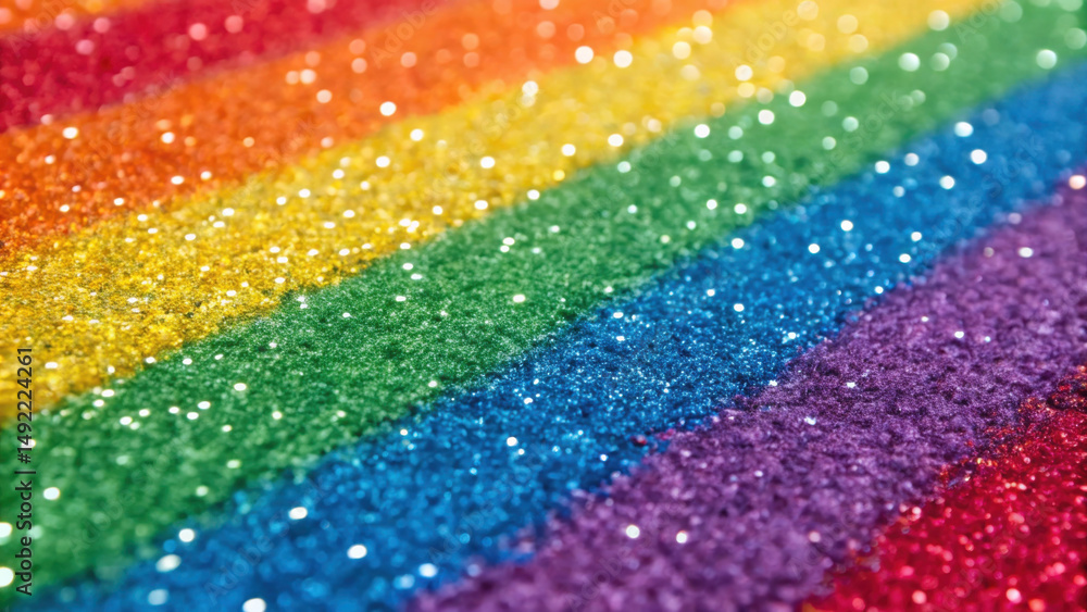 Obraz premium Seamless rainbow glitter texture, festive pride background. Generative AI.