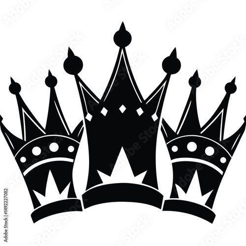 Silhouette Crown Set – Vector Collection of Royal Crowns on White Background

