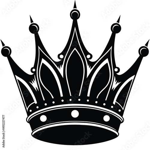Silhouette Crown Set – Vector Collection of Royal Crowns on White Background

