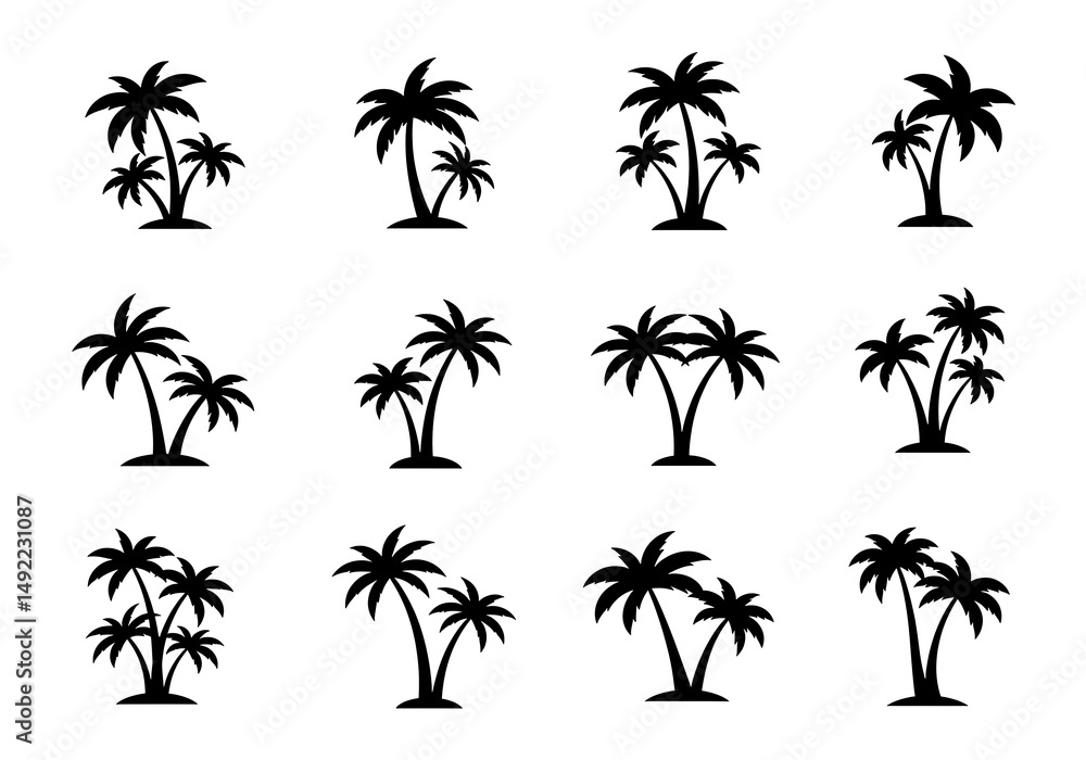Fototapeta premium Palm Paradise: Icon Set AI Generated