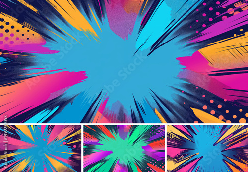 6 Abstract Pop Art Background Collection