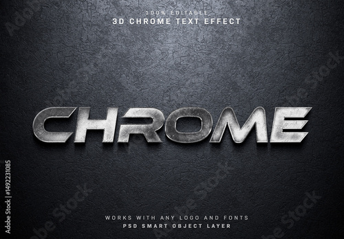 Chrome Text Mockup With 3D Detailled Texture Effect
