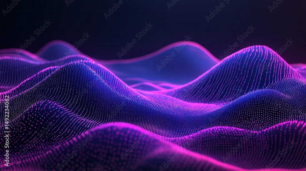 Fototapeta premium Abstract digital landscape of swirling, interconnected points