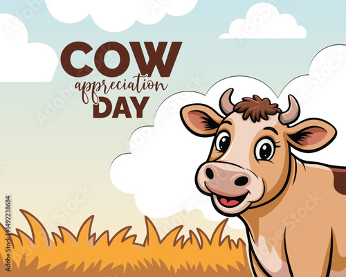 Vector Graphic of happy cow appreciation day illustration,	