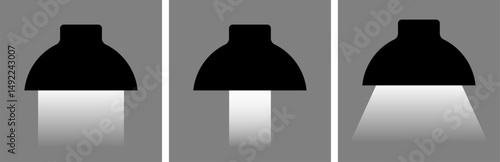 Pendant light icon with deferent beam angle, monochrome logo