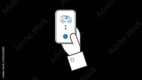 car sharing animation, smartphone app icon transparent background