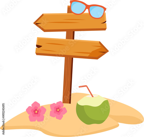 Summer Beach Sign Illustration