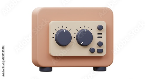Retro-Styled 3D Rendered Audio Mixer with Creamy Hues