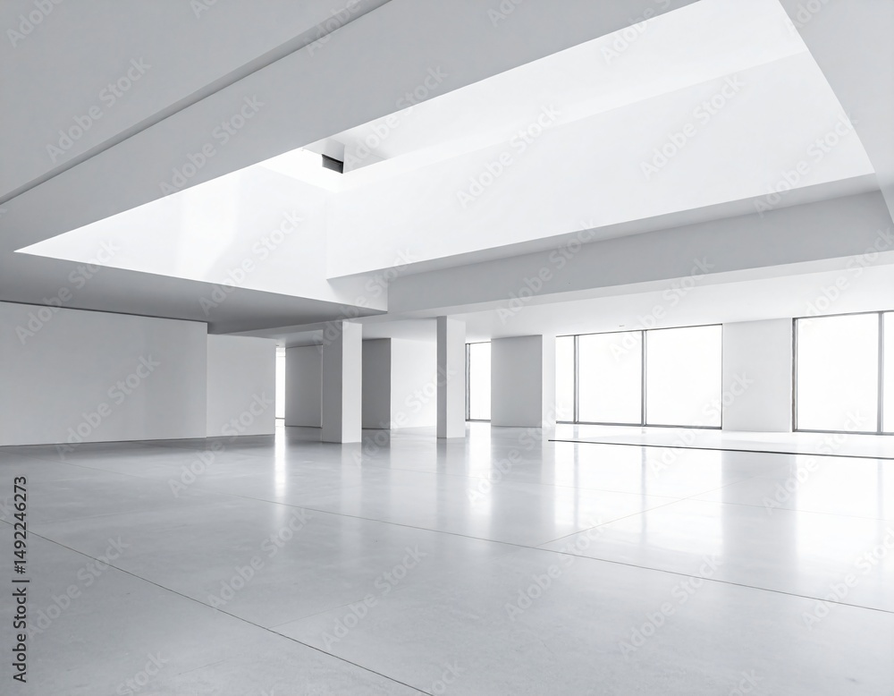 Obraz premium Simple Minimalist Liminal Space White Room Negative Space