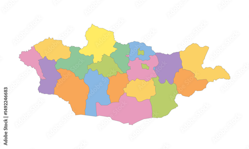 Obraz premium Multicolor Map of Mongolia with Provinces