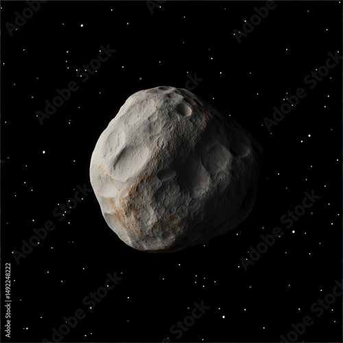 Asteroid field in deep space with celestial bodies