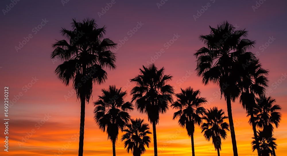 Naklejka premium Crimson Sunset Serenade AI Generated