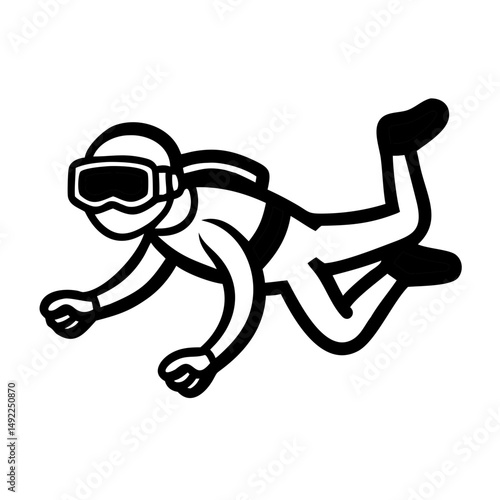 Scuba diver swimming underwater in a streamlined position  