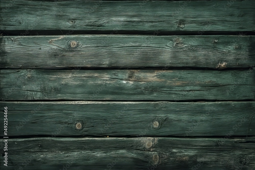 Fototapeta premium A wooden wall with a plank board texture displaying grains and structures in various hues of Green, Black, and Brown