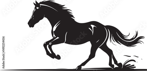 Running Horse Silhouette Clipart Set