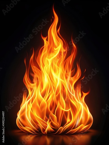 Vibrant neon orange flame-shaped pattern flickers on a dark background