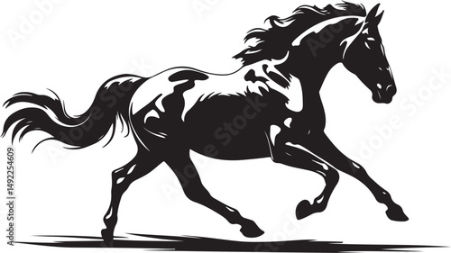 Running Horse Silhouette Clipart Set