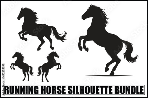 Running Horse Silhouette Clipart Set