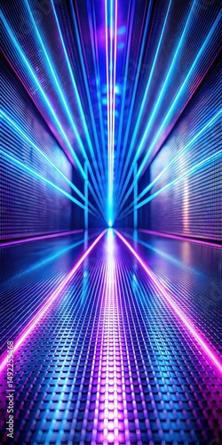 Intense Blue Purple Laser Beams Focusing On A Metallic Surface