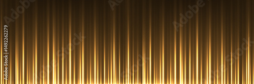 Golden silk fabric luxury background. Gold vertical draped satin cloth texture curtain. Smooth shiny drape material curtain. Realistic modern vector banner.