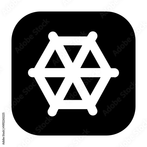 Hexagram star icon, symbolic or religious star design.