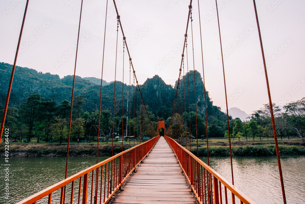 Obraz premium The most beautiful Viewpoint over song river Landmark in Vang Vieng,Laos 